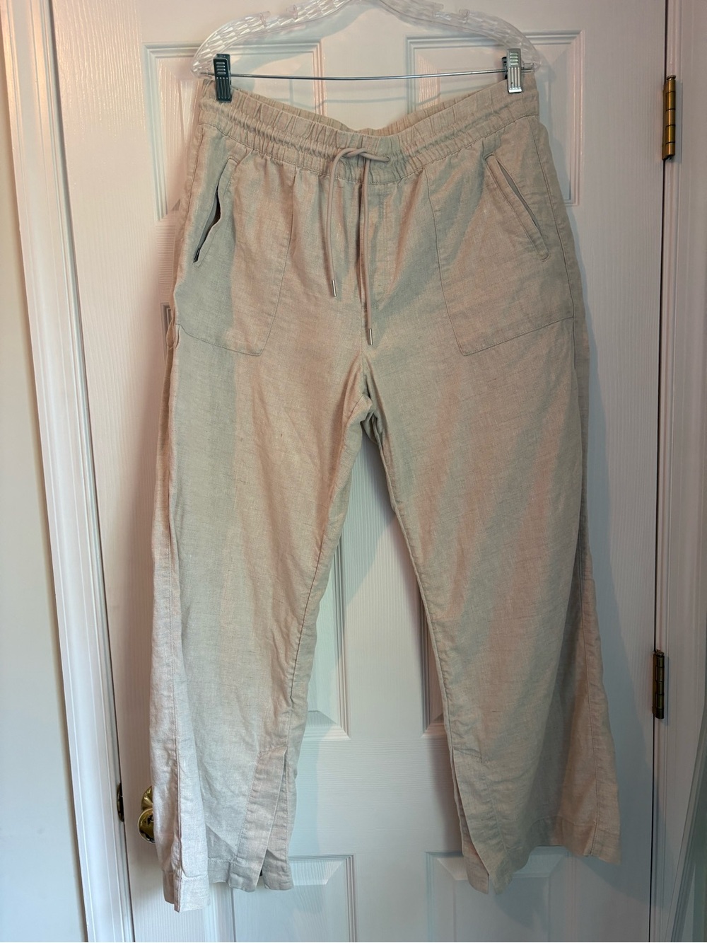 Athleta Retreat Drawstring 100% Linen High Rise Wide Leg